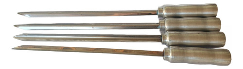 Espetos Inox Simples Tipo Espada Para Churrasco 70cm - 4 Unidades