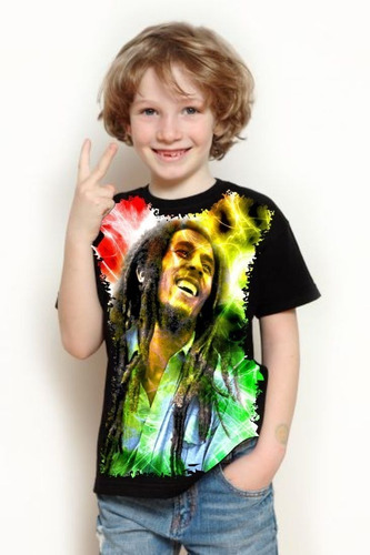 Camisa, Camiseta Criança 5%off Reggae Bob Marley Top Linda