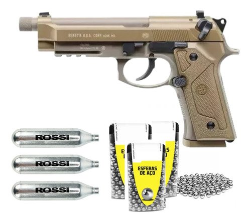 Pistola Beretta M9a3 Tan + 3 Co2 + 300 Esferas 4,5mm Umarex