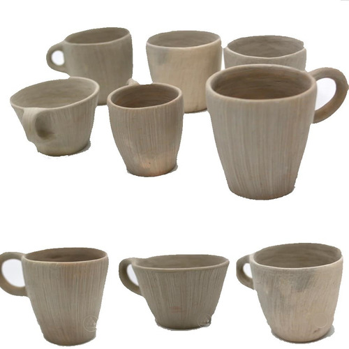 Set De 4 Tazas De Barro Chicas Lisas Artesanales Mexicanas