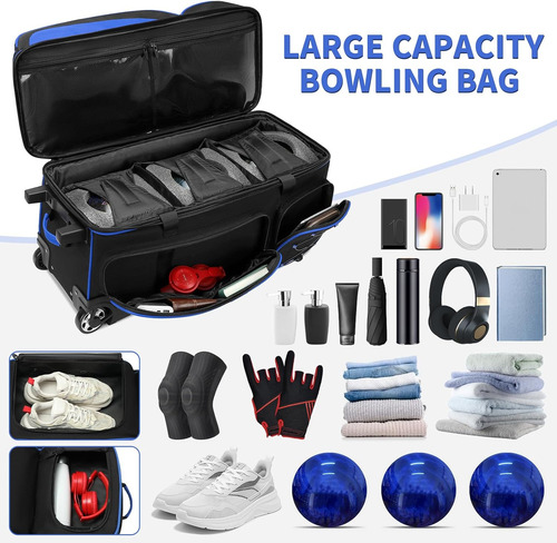 Bolsa C/ Llantas P/ 3 Bola Boliche Flextro Tour Y Accesorios