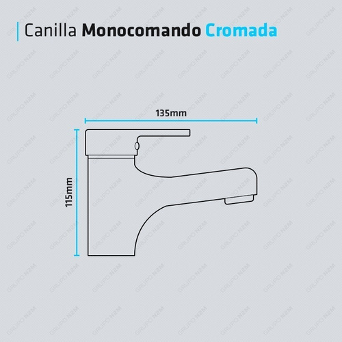 Imagen 5 de 10 de Griferia Canilla Monocomando Lavatorio Baño Metal Mezcladora