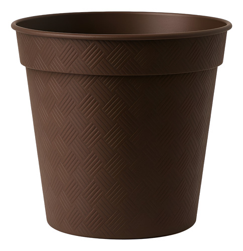 Maceta Alta 7 Pulgadas Rattan Artesana De Plástico 3 Pzs Chocolate