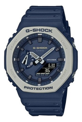 Reloj Casio G-shock Ga-2110et-2adr Color De La Correa Azul Marino Color Del Bisel Plateado Color Del Fondo Gris