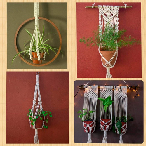 Porta Macetas Colgante En Macramé