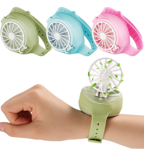 3 Mini Ventilador Reloj Muñeca Recargable Usb Correa Comoda