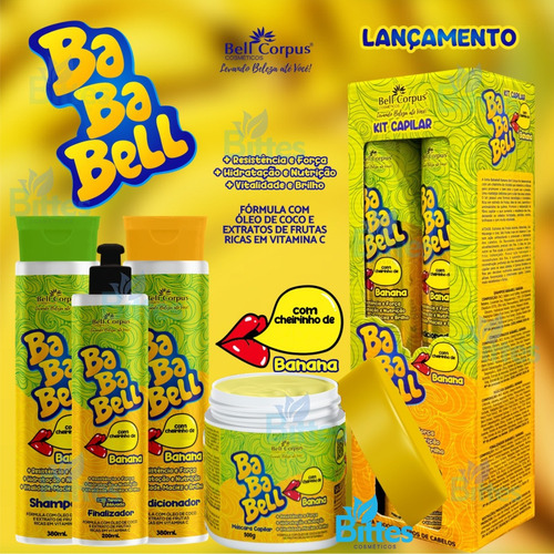 Kit Bababell Banana Bell Corpus Nutrição Maciez Fios Capilar