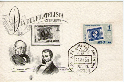 Imagen 2 de 2 de Argentina Sobre 1° Día Emisión Día Del Filatelista Año 1959