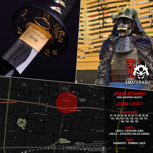 Espada Samurai Katana Kensei Kosen Acero Damasco Full Tang
