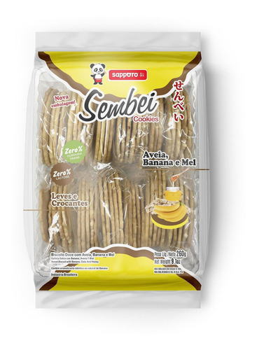 Sembei Banana Aveia E Mel 260g Sapporo Cx Com 15 Unid