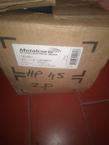 Imagen 1 de 7 de Motor Eléctrico Metalcorte 2 Hp 3.480 Rpm Monofásico