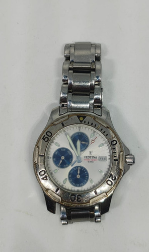 Reloj Festina Chronograph No Funciona Plateado Plateado Blanco (Usado)