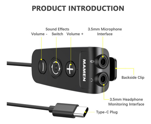 Micrófono Cambiador De Voz Mamen Mic-ls01 Con Clip