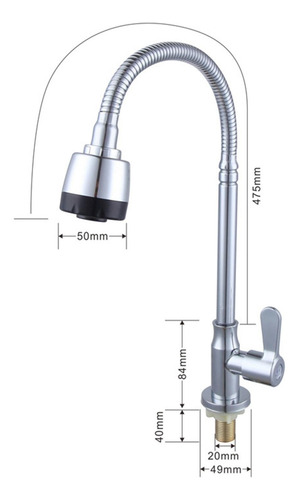 Grifo De Agua Fría Individual, Grifo Sin Montaje En Pared