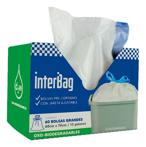 Bolsas Para Basura Con Cinta (60 Piezas) Biodegradables