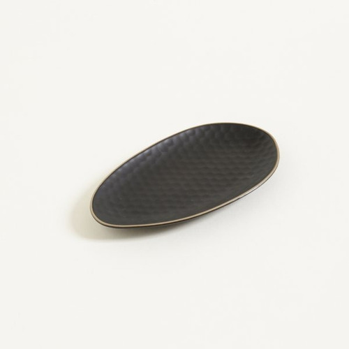 Bandeja De Cerámica Irregular Black Panal 23cm