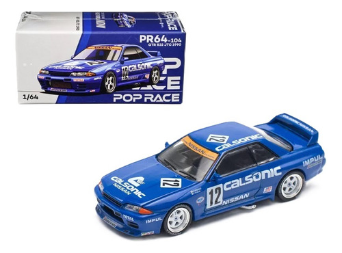 Pop Race Nissan Gtr R32 Jtc 1990 Calsonic Pr64-104 1/64 Color Azul
