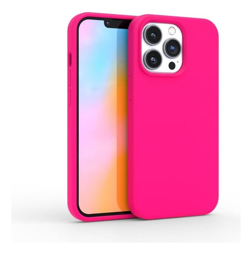 Funda Silicona Case Con Felpa Compatible Con Iphone 13 Pro Rosa Chicle Lisa