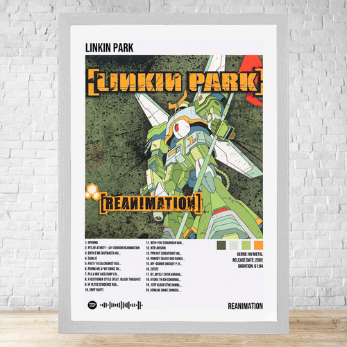 Cuadro Linkin Park Reanimation 30x40 Con Vidrio Y Marco C253 Blanco Moderno