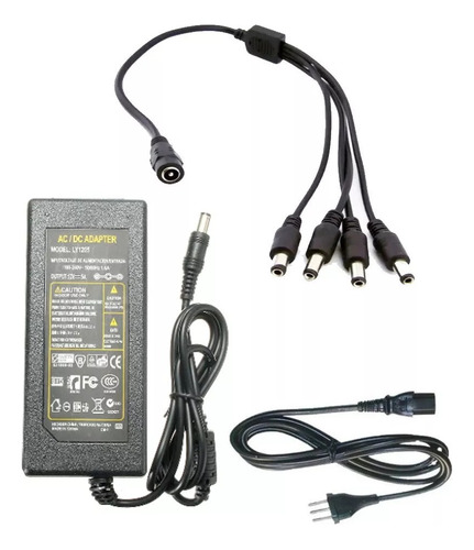 Cargador 12v 5a + Cable Pulpo 1 A 4 Para Camara De Seguridad