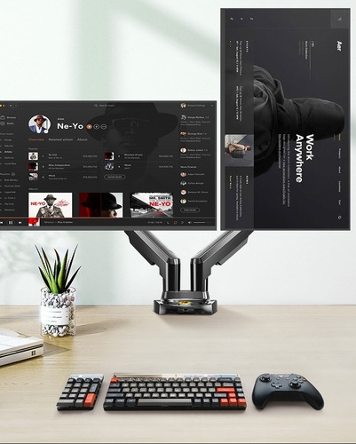 Soporte Dos Brazo Monitor Doble North Bayou F160 17 A 27 Color Negro