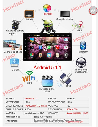 Auto Radio 2 Din 7 Pulgadas Android Hd Gps Usb Sd Bluetooth 