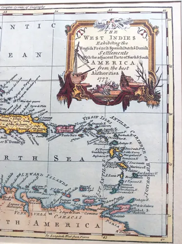 Cuadro Lamina Reproduccion Mapa Antiguo Caribe - No Envío (Usado)