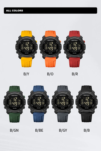 Reloj Electrónico Naviforce De 50 M Con Correa De Silicona D