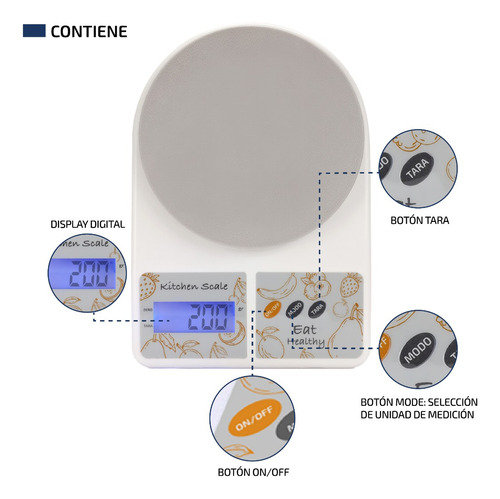 Imagen 5 de 9 de Balanza Electronica Digital Cocina 10 Kilos Alta Precisión