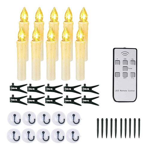 10 Piezas De Luces De Vela Con Clip Para Árbol Con Control