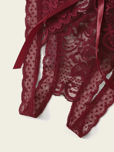 3 Piezas Set Bragas Con Encaje Floral Sin Entrepierna
