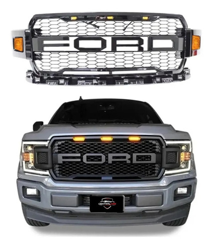 Parrilla Frontal Ford F150 Lobo 2018 2019 Luces Led Ambar