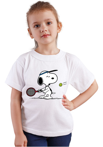 Polera Niños Snoopy Tenis Padel Peanuts 100% Algodon Wiwi
