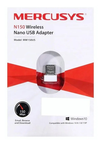 Adaptador De Red Mercusys Wifi Usb Nano 150 Mbps Mw150us