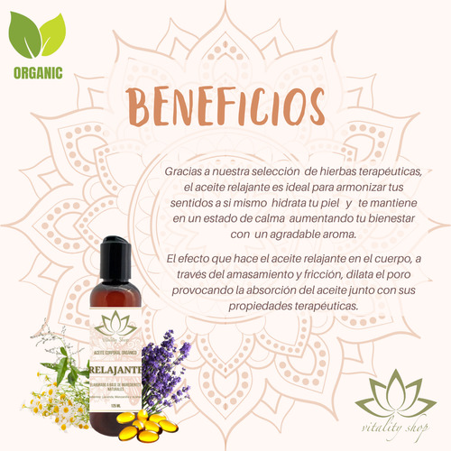 Aceite Orgánico Masaje Hidratante Aceite Esencial Spa 125ml