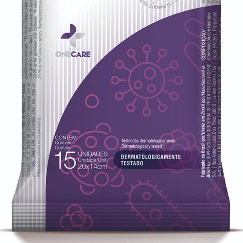 Lenços Umedecidos Antisseptico One Care-sache C/15 Un 20x14
