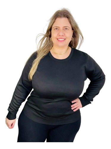 Sueter Feminino Decote Redondo Plus Size 