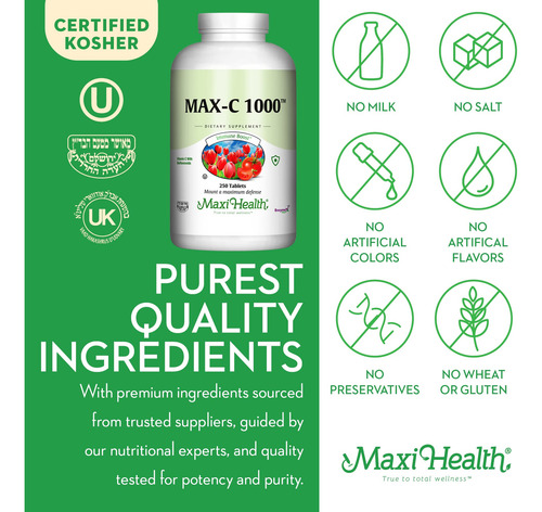 Maxi Health Vitamina C 1000 Mg Tabletas 250