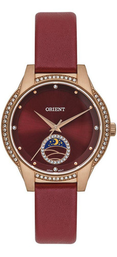 Relógio Feminino Eternal Orient Vermelho Frsc0040 V1vx Cor do bisel Dourado