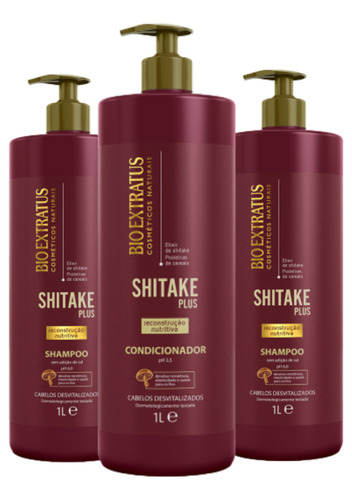Kit 2 Shampoo 1 Condicion Limpeza Nutritiva Shitake 1l K7949