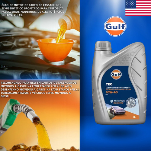Oleo Motor Gulf Tec 10w40 Api Sl Semissintético 1 Litro