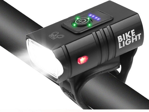 Lanterna Farol De Bicicleta Bike 2 Led Cree T6 Recarregável Usb Com Medidor 6 Modos De Funcionamento Luuk Young B02 Cor Preto