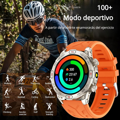 2025 Linterna Reloj Inteligente Para Hombre Bluetooth Llamada Asistente De Voz Brújula Smart Watch Amoled 1.43
