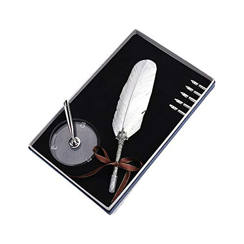 Feather Pen English Calligraphy Dip Pens Set With Stand...