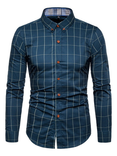 Camisa A Cuadros Para Hombre De Negocios Y Casual