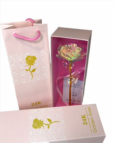 24k Oro Plateado Rosa Flor Amor Regalo Cumpleaños 