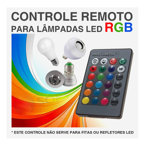 3 Controle Remoto P/ Lâmpada Led Rgb * Não Fitas Ou Refletor