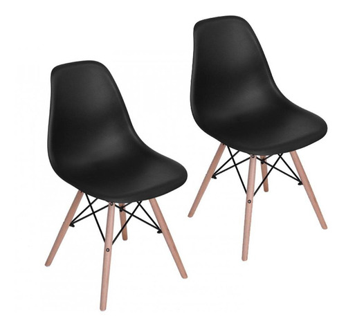 Set 2 Sillas Tipo Eames Oficina Comedor Negra Color de la estructura de la silla Negro Color del asiento Negro