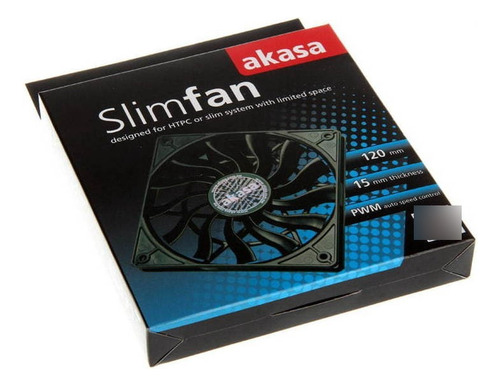Slim Fan Akasa 120mm Alto Fluxo De Ar 54 Cfm Fino Pwm 4 Pin Led Sem Led