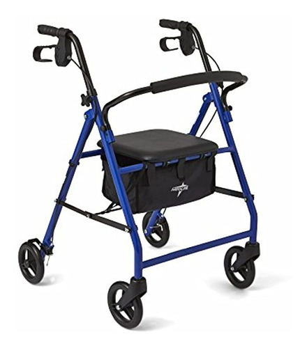 Medline - Andador Plegable De Acero Con Ruedas De 6 Pulgadas